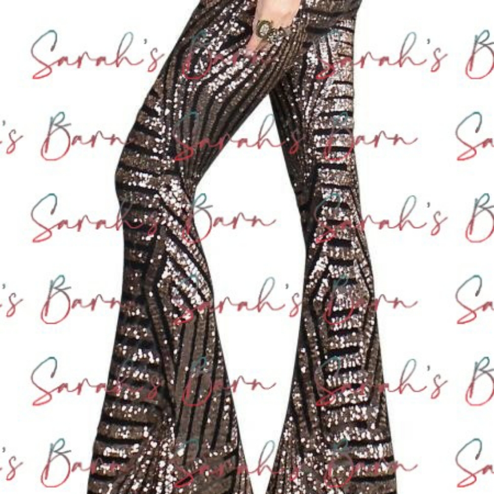 New without tags, gold, black sequin pants